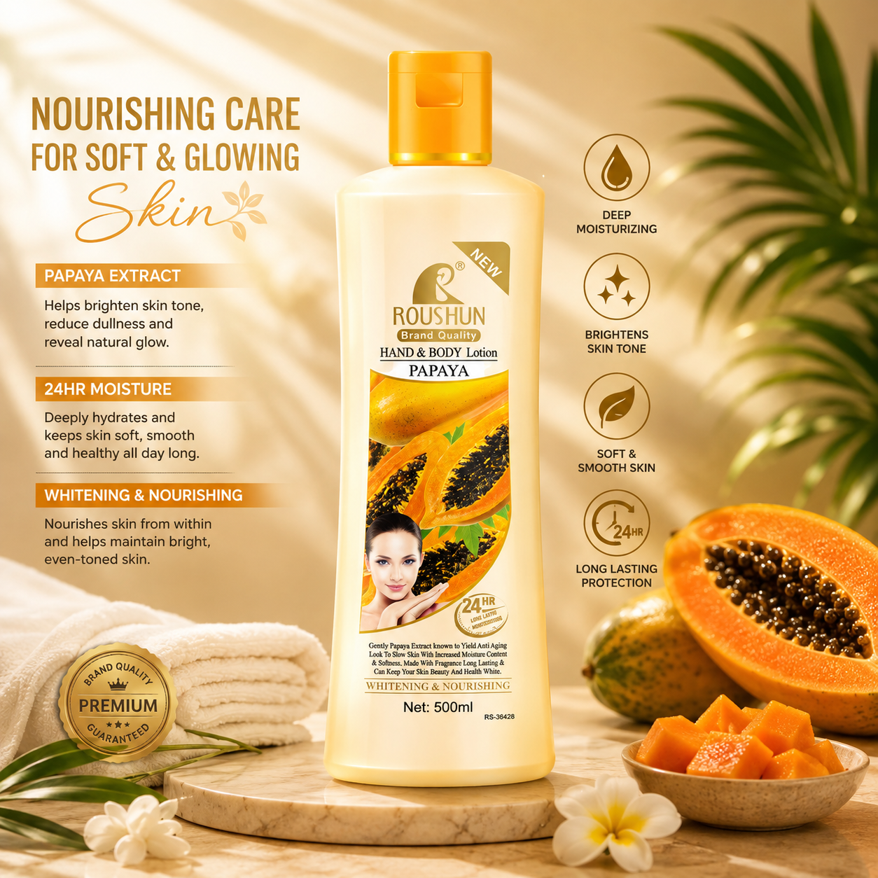 Roushun Papaya Hand & Body Lotion - Image 2