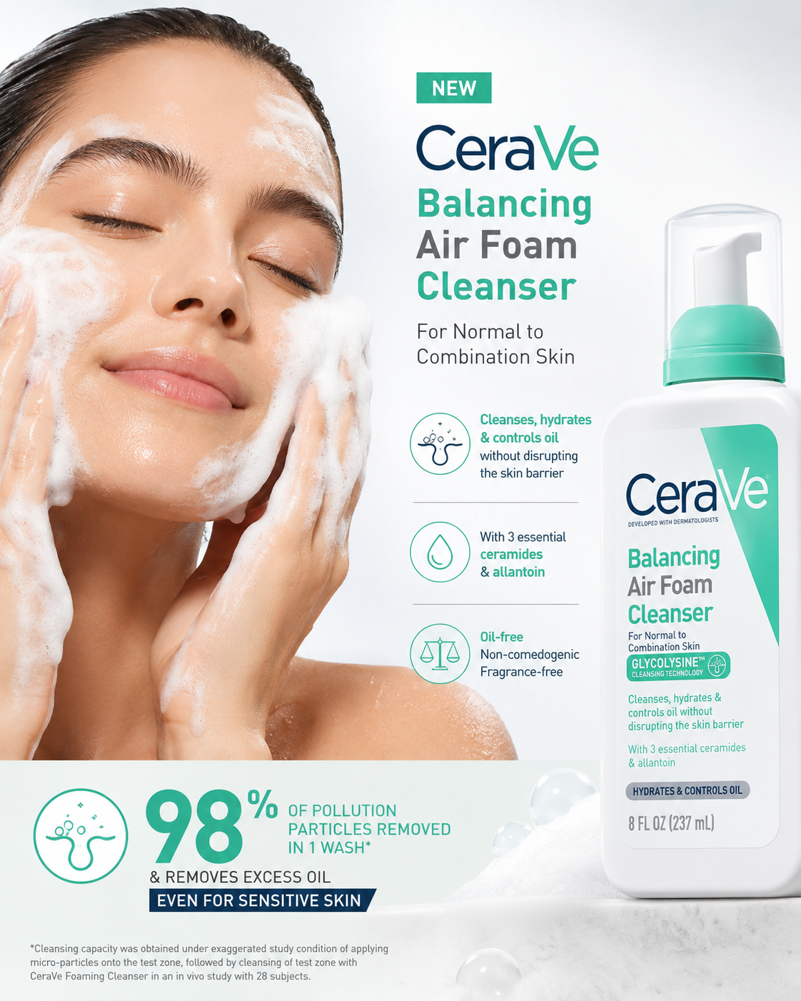 CeraVe Balancing Air Foam Facial Cleanser - Image 2