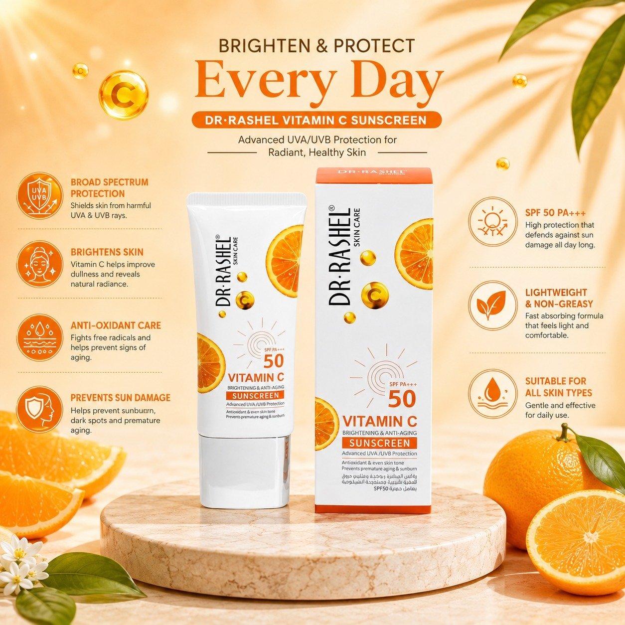 Dr. Rashel Vitamin C Sunscreen SPF 50 - Image 2