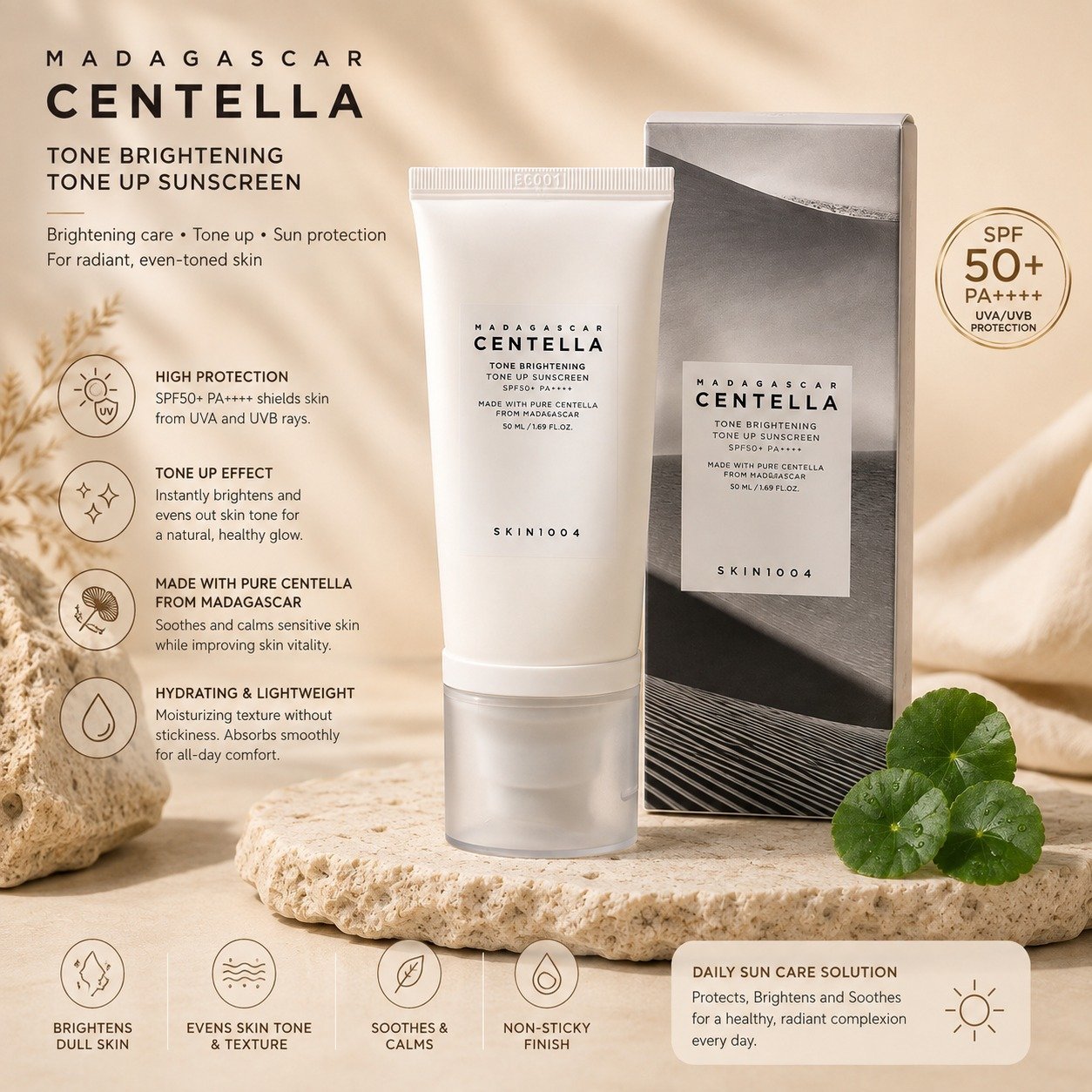Madagascar Centella Tone Brightening
Tone-Up Sunscreen SPF 50+ - Image 2