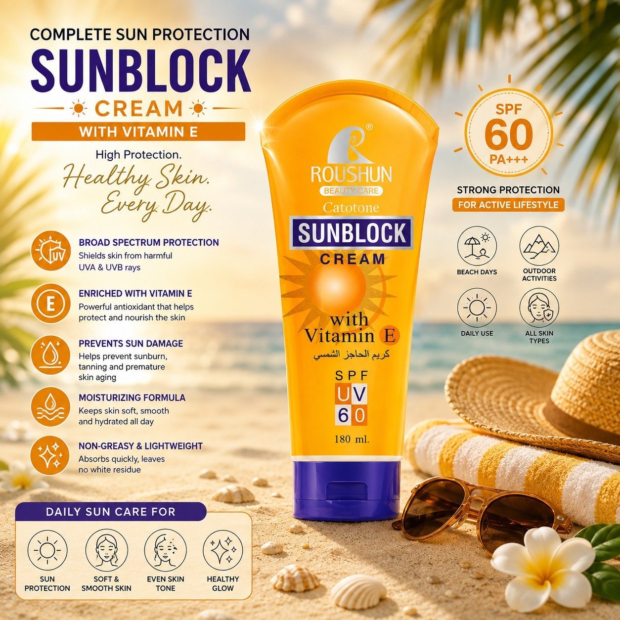 Roushun Face & Body Sun Block SPF 60 Sunscreen - Image 2