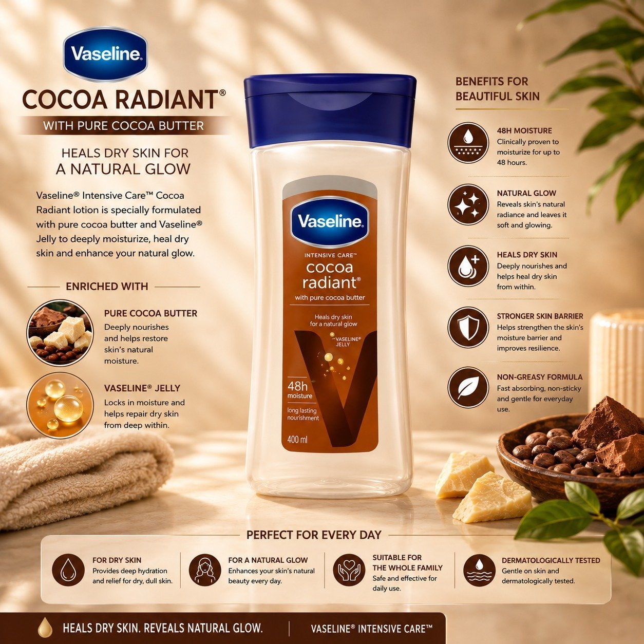 Vaseline Intesnive Care Cocoa Radiant Vitalizing Body Oil - Image 2